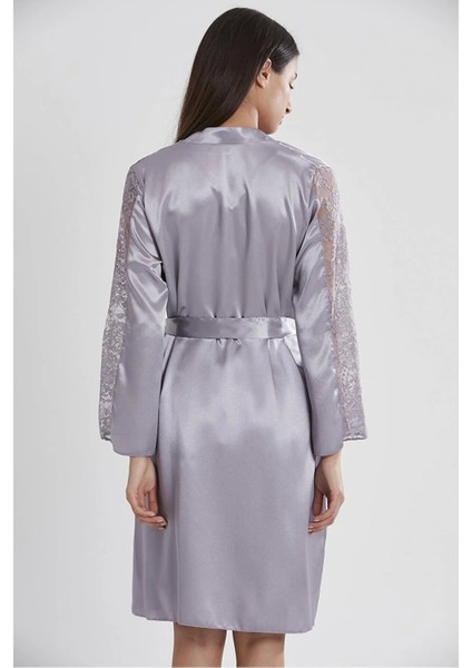 Saten Dantelli Gecelik ve Sabahlık Takımı 4025 - Royal modelleri