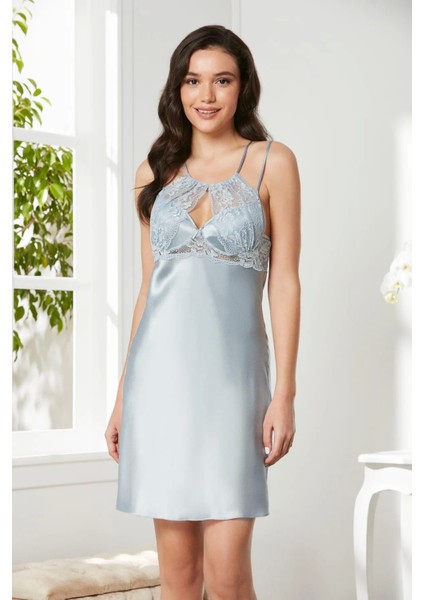 Saten Dantelli Gecelik ve Sabahlık Takımı 4375 - Mist indirimleri