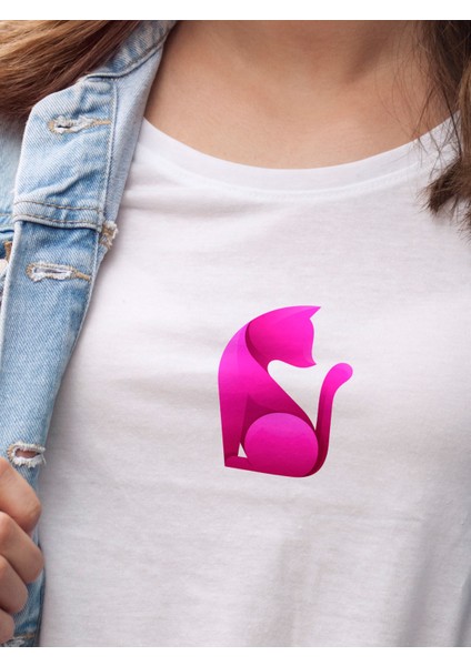 Kadın T-Shirt Pembe Kedi modelleri
