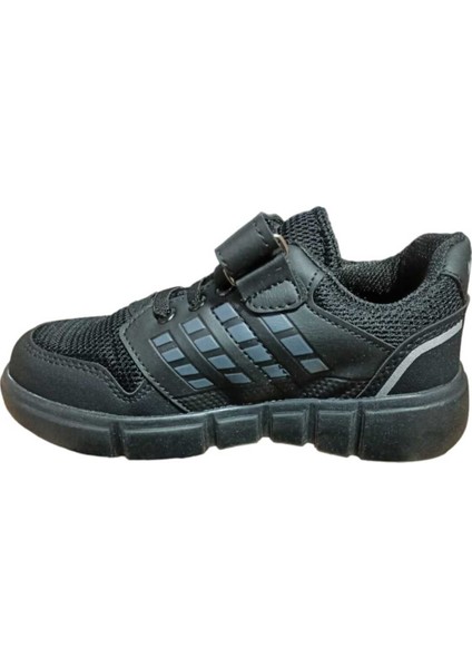 Siyah Unisex Kids Sneaker Esnek Rahat Kalıp Çocuk Spor Ayakkabı Tam Kalıp Günlük Ayakkabı