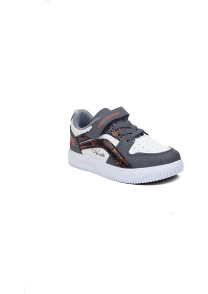 Gri- Orange Unisex Kids Sneaker Esnek Rahat Kalıp Çocuk Spor Ayakkabı Günlük Ayakkabı New Hunter