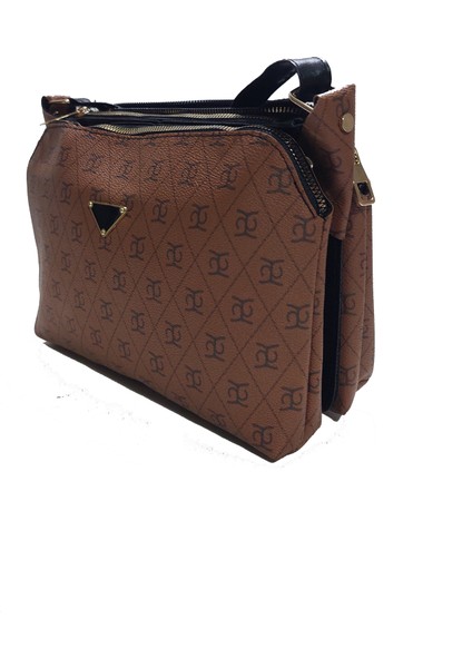 Kadın Orijinal Desenli Çapraz Askılı Üç Bölmeli Omuz Çantası-Suni Vegan Deri fırsatları