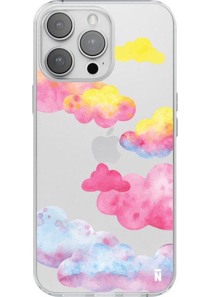 iPhone 13 Pro Max Colorful Clouds Tasarımlı Şeffaf Silikon Telefon Kılıfı