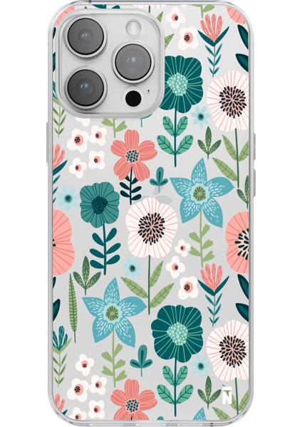 iPhone 13 Pro Max Flowers Tasarımlı Şeffaf Silikon Telefon Kılıfı
