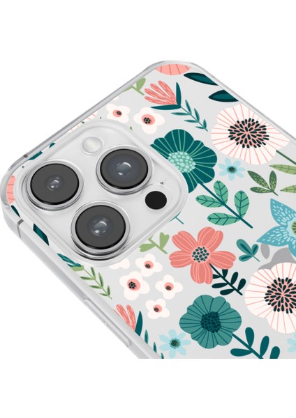 iPhone 13 Pro Max Flowers Tasarımlı Şeffaf Silikon Telefon Kılıfı modelleri