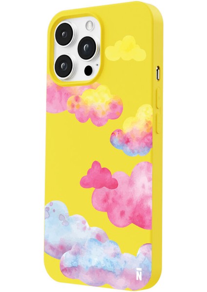 iPhone 13 Pro Colorful Clouds Tasarımlı Sarı Renkli Silikon Telefon Kılıfı fiyatları