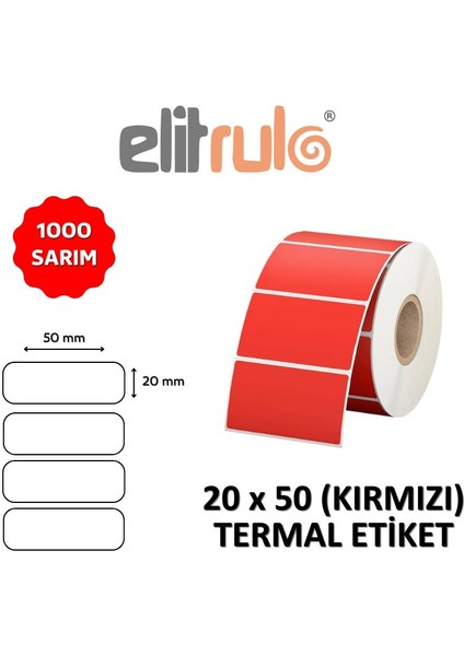 Etiketi 20X50 Termal 1000 Adet Kırmızı