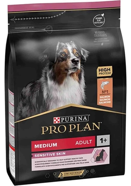 Proplan Medium Adult 3kg Somon Köpek Sensitive Skin Somonlu Yetişkin Köpek Maması