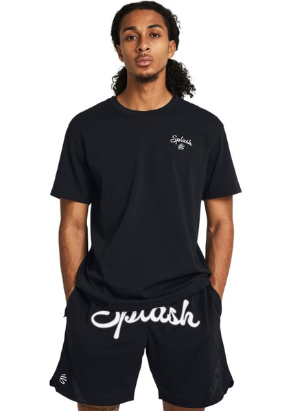 Siyah Erkek Bisiklet Yaka T-Shirt 1383379-001 Curry Emb Splash Tee