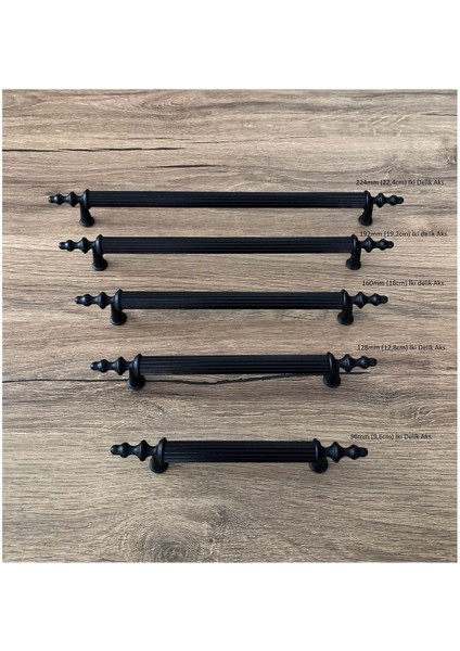 Mat Siyah Mobilya Dolap Mutfak Çekmece Kulpu 192 mm (19,2 Cm) 5 Adet
