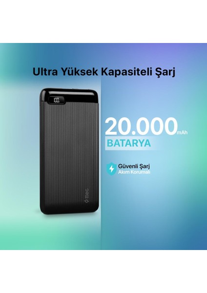 Şarj Akım Korumalı LED Ekranlı 10.5W 20.000 Mah Powerbank Iphone Samsung Huawei Şarj Powerbank