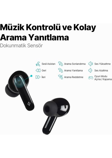 Dokunmatik Suya Dayanıklı Uzun Şarj Bluetooth 5.3 Bluetooth Kulaklık 60MS Gecikme Derin Bas