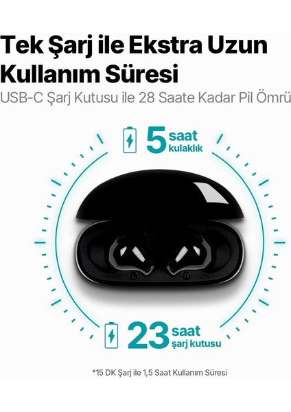 Dokunmatik Suya Dayanıklı Uzun Şarj Bluetooth 5.3 Bluetooth Kulaklık 60MS Gecikme Derin Bas