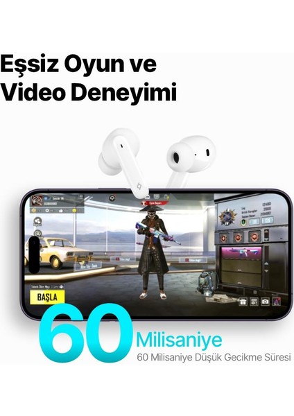 Dokunmatik Suya Dayanıklı Uzun Şarj Bluetooth 5.3 Bluetooth Kulaklık 60MS Gecikme Derin Bas