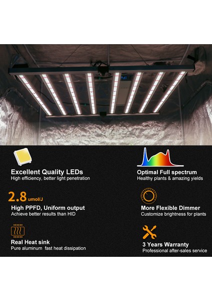 Sonicpro Smart Specs 800 LED Bitki Yetiştirme Lambası