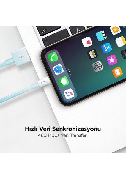 Super Şarj 2.4A 1mt Iphone Şarj Kablo Iphone 11 12 13 14 Pro Max Şarj Kablosu 480MBPS Veri Kablo