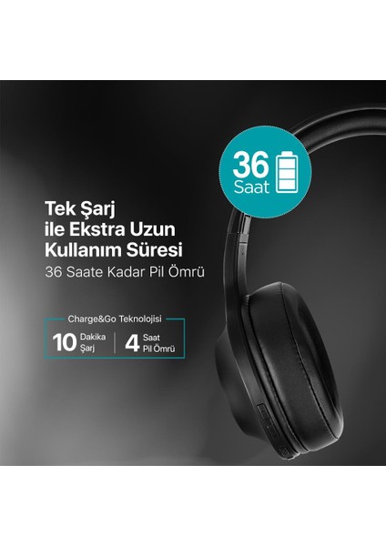 Ayarlanabilir Katlanabilir Çift Cihaz Destekli Uzun Şarj Süreli Kafaüstü Bluetooth Kulaklık