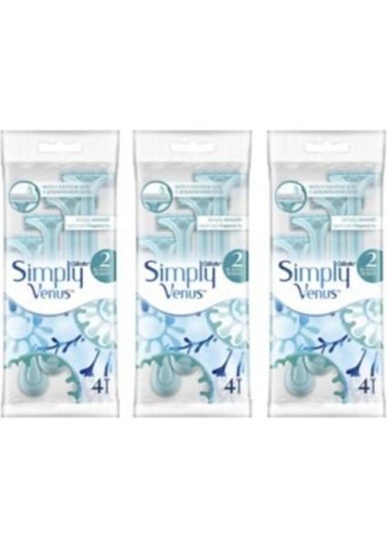 Venüs Simply Venus 2 Kullan At Tıraş Bıçağı 4'lü x 3 Paket