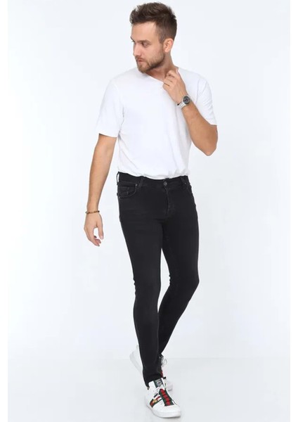 Digital Jeans Dar Kesim Slim Fit Erkek Füme Kot Pantolon