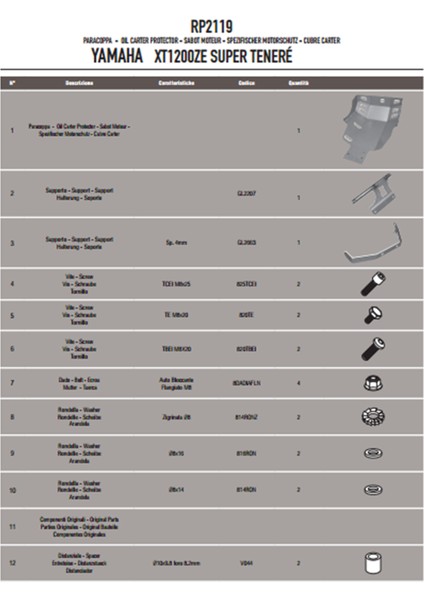 RP2119 Yamaha XT 1200ZE - XT 1200Z Super Tenere (10-20) Karter Koruma