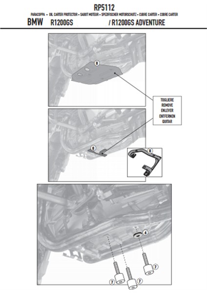 RP5112 Bmw R1200GS - R1200GS Adventure (13-18) - R1200R/RS (15-18) - R1250RS (19) Karter Koruma modelleri