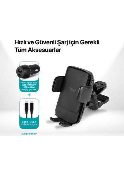 15W Kablosuz Şarjlı Torpido Üstü Teleskopik Telefon Tutucu, Ultra Stabil Kilit Sistemli Tutucu