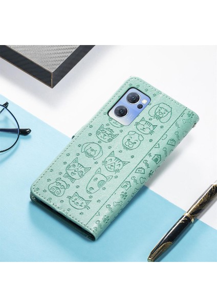 Oppo Case 7 5g Flip Için Karikatür Hayvanlar Darbeye Kısa Kayış Telefon Kılıfı (Yurt Dışından)