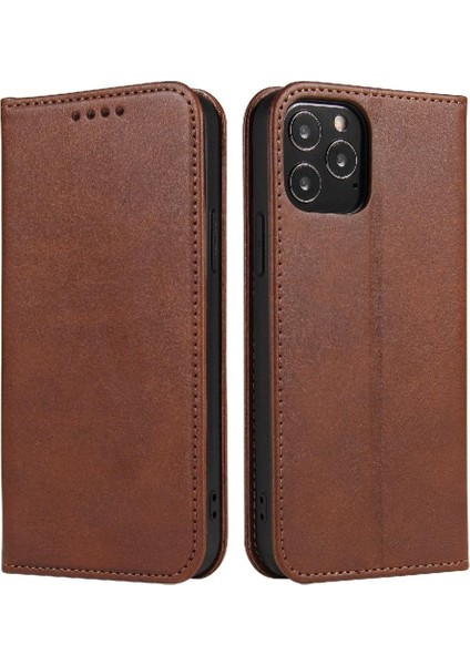 Iphone 12 Için Tam Koruma Manyetik Karbon Fiber Deri Folio Telefon Kılıfı (Yurt Dışından)