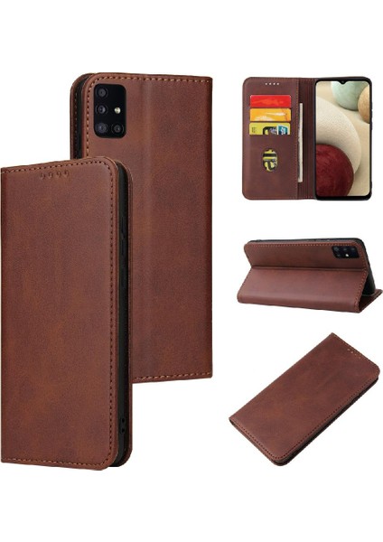 Kart Tutucu Kickstand Deri Folio ile Samsung Galaxy A51 4g Için Telefon Kılıfı (Yurt Dışından)