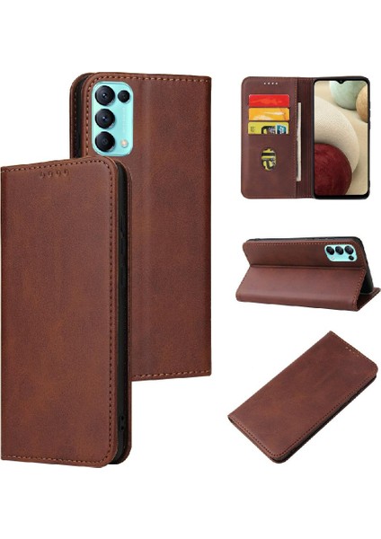 Oppo Reno5 5g Tam Koruma Deri Folio Flip Case Kartı Için Telefon Kılıfı (Yurt Dışından) fırsatları