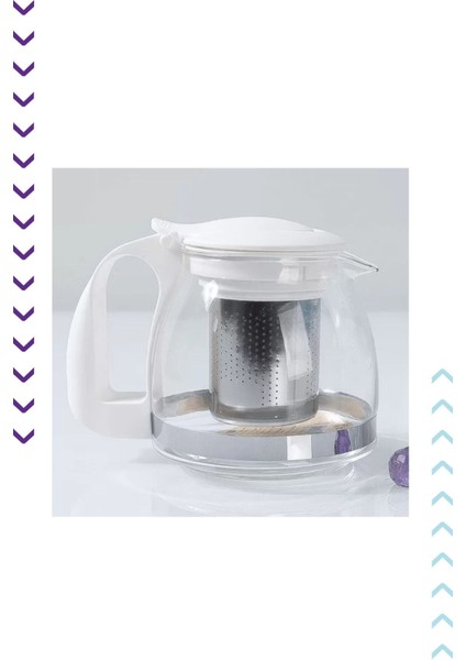 Renkli Çelik Süzgeçli Cam Demlik 700 ml Siyah, Isıya Dayanıklı Cam Demlik