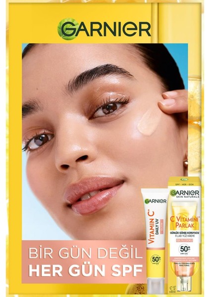 C Vitamini Parlak Günlük Güneş Koruyucu Fluid Yüz Kremi Işıltılı Doku SPF50+ 40ML