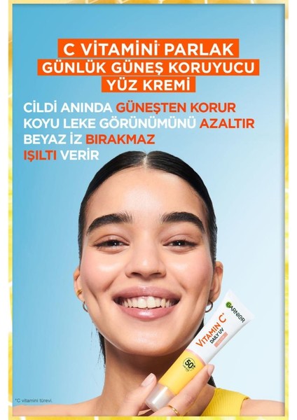 C Vitamini Parlak Günlük Güneş Koruyucu Fluid Yüz Kremi Işıltılı Doku SPF50+ 40ML