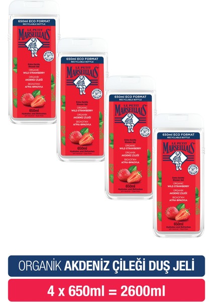 Akdeniz Çileği Banyo ve Duş Jeli Avantajlı Paket 650 ml X4
