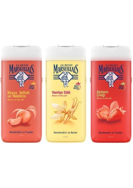 Beyaz Şeftali ve Nektarin 650 ml Vanilya Sütü 650 ml Akdeniz Çileği Duş Jeli fiyatları