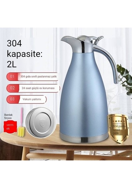 Garden Paslanmaz Çelik Vakum Yalıtımlı Su Isıtıcısı Çift Katmanlı Termos Avrupa Cezve Ev Sıcak Su Şişesi Hediye 2l Soğuk Su Isıtıcısı (Yurt Dışından)