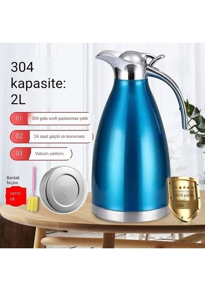 Garden Paslanmaz Çelik Vakum Yalıtımlı Su Isıtıcısı Çift Katmanlı Termos Avrupa Cezve Ev Sıcak Su Şişesi Hediye 2l Soğuk Su Isıtıcısı (Yurt Dışından)