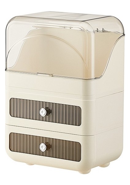 Beyond Store Hafif Lüks Krem Rüzgar Masaüstü Ev Büyük Kapasiteli Basit Çok Katmanlı Toz Geçirmez Kozmetik Saklama Kutusu (Yurt Dışından)