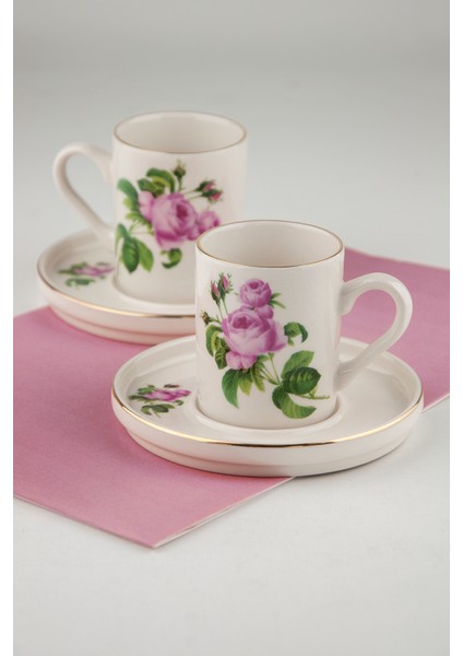 Pink Rose Gold 2 Kişilik Kahve Fincan Takımı