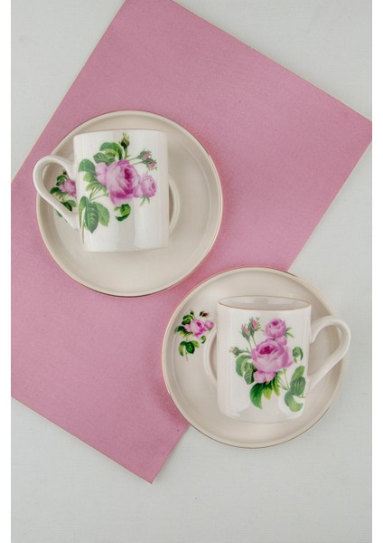 Pink Rose Gold 2 Kişilik Kahve Fincan Takımı