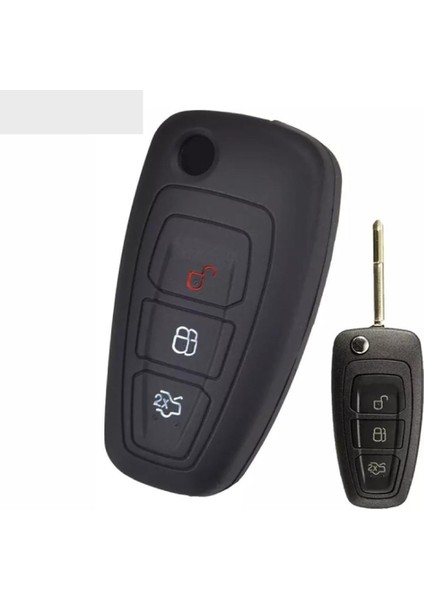 Ford Fiesta Kuga Focus C-Max Silikon Anahtar Koruma Kılıfı Sustalı