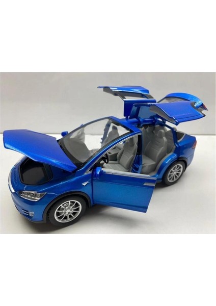 Oyuncak Tesla Araba Die Cast Model Metal Koleksiyon 21 cm Araç Sesli Çek Bırak Demir Araba