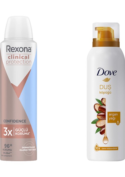 Clinical Protection Kadın Sprey Deodorant 150 ml Dove Köpük Duş Jeli Argan Yağı 200 ml fiyatları