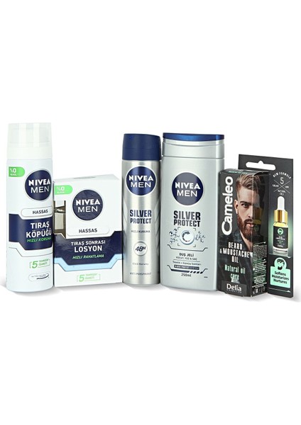 Men Erkek Silver Protect Cilt Bakım Seti + Cameleo Sakal & Bıyık Serumu 10 ml