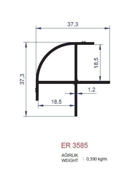 Mağaza Raf Profili Er 3585 Mat Eloksal 3 Metre