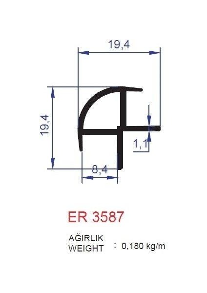 Mağaza Raf Profili Er 3587 Eloksal Parlak 3 Metre