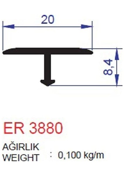 Mdf Sunta Dekoratif T Profili Er 3880 Kimyasal Parlak 3 Metre