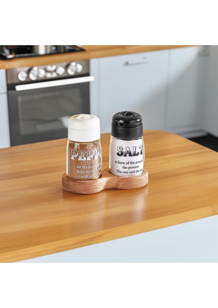 Ahşap Standlı Tuzluk & Biberlik 100 ml