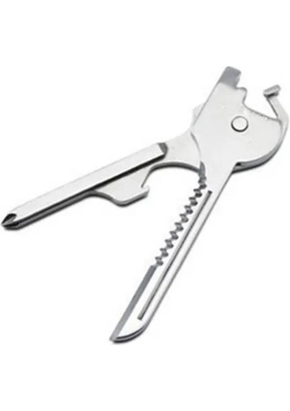 Gümüş Rengi 6'sı 1 Arada Anahtarlık Tornavida Açacağı Bıçağı Paslanmaz Çelik Mini Çok Fonksiyonlu Edc (Yurt Dışından)
