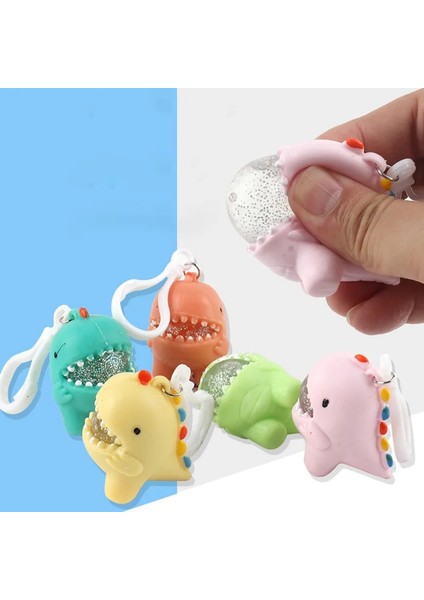 Beş Renk Sevimli Karikatür Küçük Dinozor Anahtarlık Hayvan Anahtarlıklar Sonsuz Sıkmak Dekompresyon Oyuncaklar Antistres (Yurt Dışından)